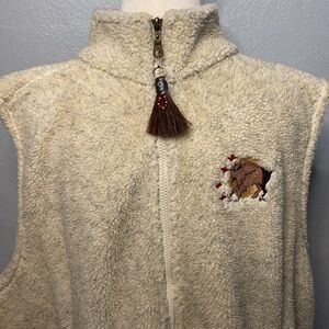 Most Wanted Zip Front Vest Southwestern Buffalo Oatmeal Tan L